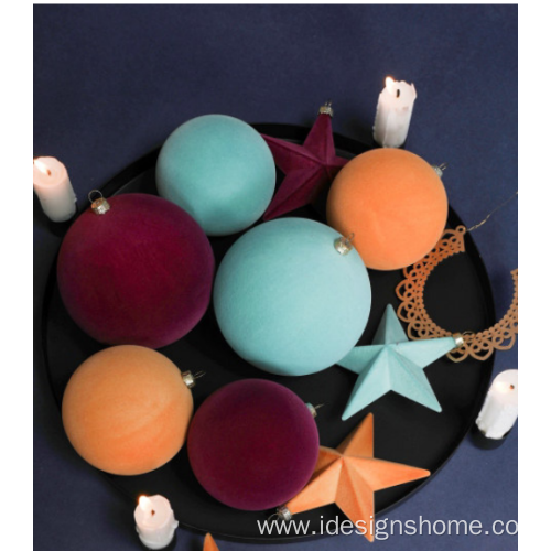 8CM XMAS Decorating Flocked Plastic Ball Ornament
